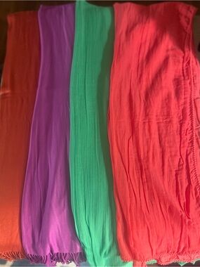 Colorful Lightweight Scarves/Shaws Set - Red, Purple, Green, Coral